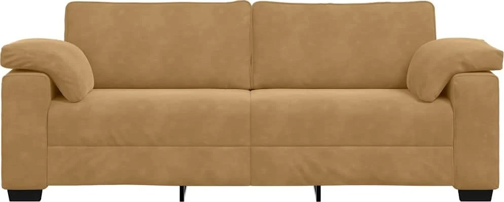 Trivietė sofa, ruda, 220x77x82 cm, aksominė