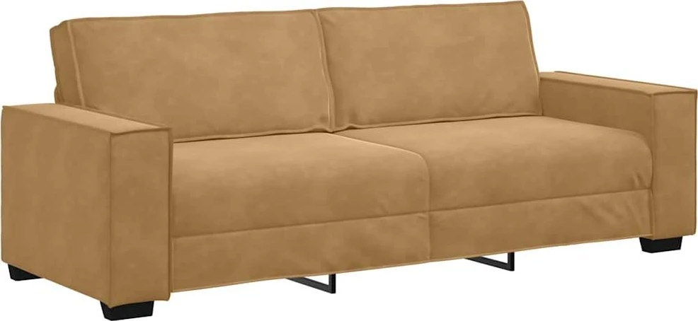 Trivietė sofa, ruda, 220x78x84 cm, aksominė