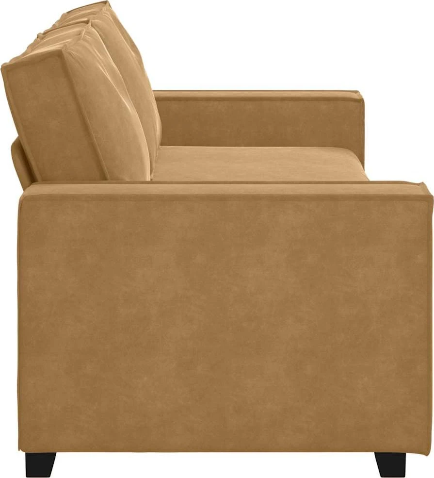 Trivietė sofa, ruda, 220x78x84 cm, aksominė