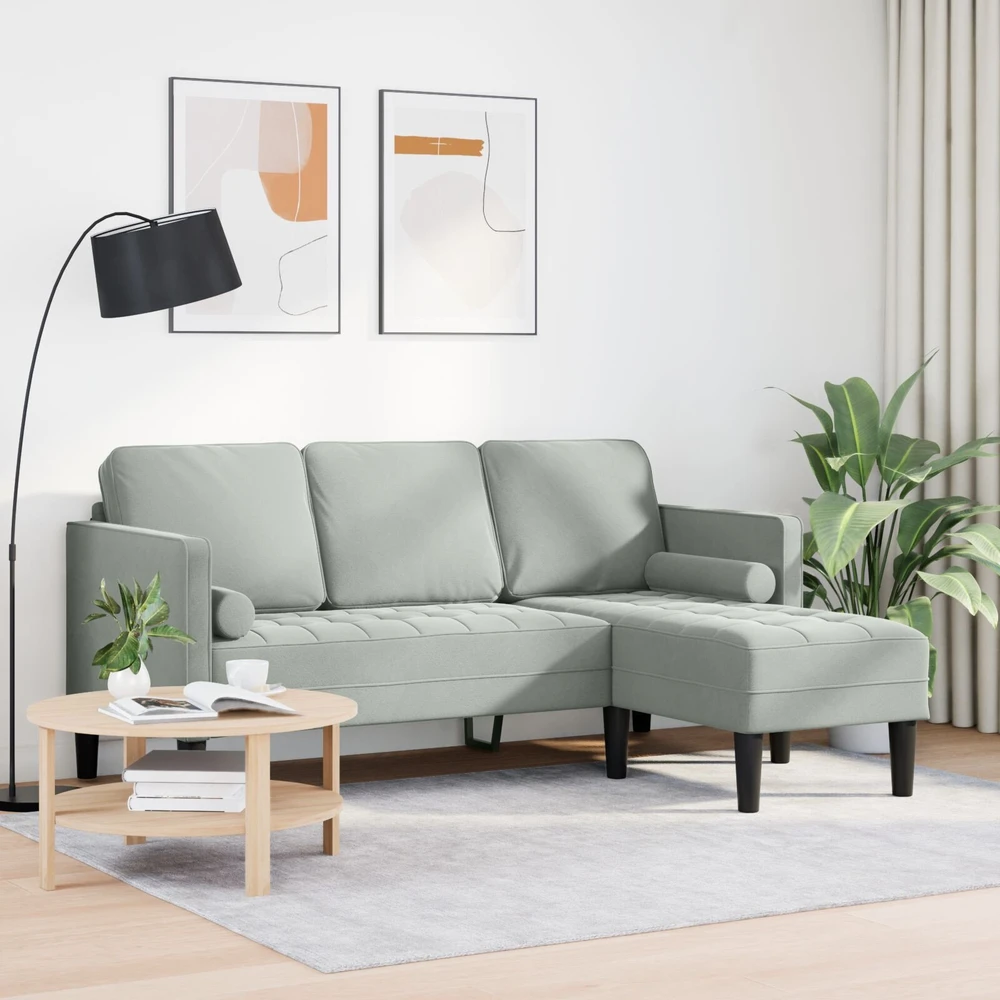 Sofa Sofos komplektas su pagalve Šviesiai pilka Poliesteris