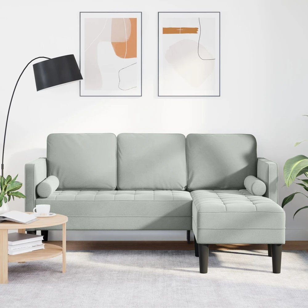 Sofa Sofos komplektas su pagalve Šviesiai pilka Poliesteris