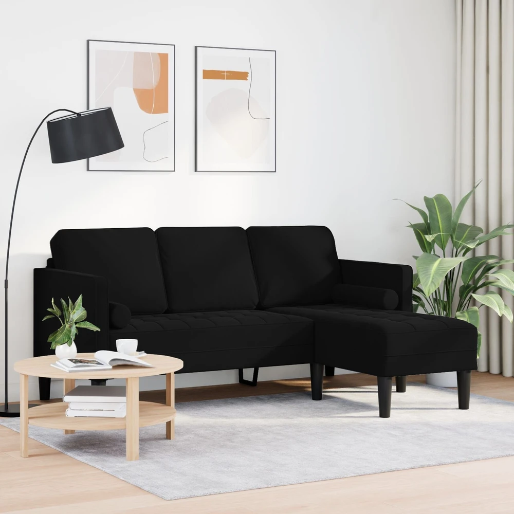Sofa Sofos komplektas su pagalve Juoda Poliesteris