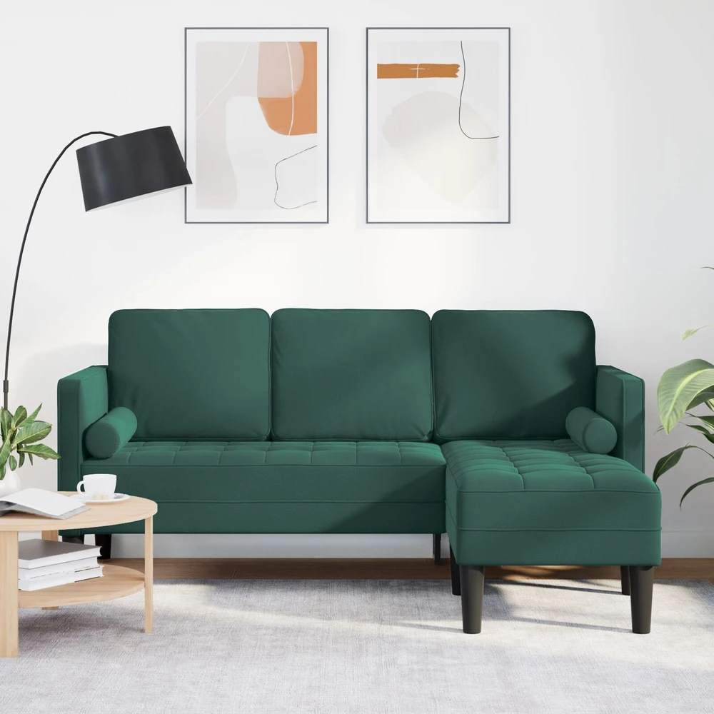 Sofa Sofos komplektas su pagalve Tamsiai žalia Poliesteris