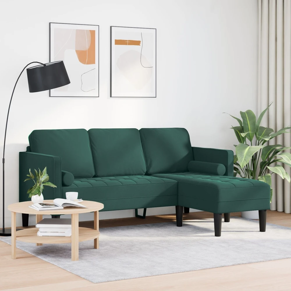 Sofa Sofos komplektas su pagalve Tamsiai žalia Poliesteris