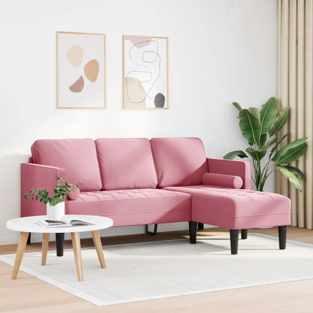 Sofa Sofos komplektas su pagalve Rožinė Poliesteris