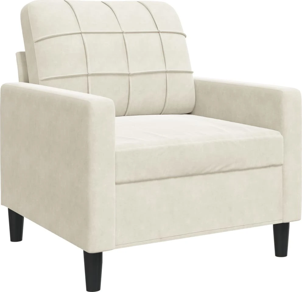 Sofa Sofos komplektas su pagalvėlėmis, 4 dalių, kreminis, aksomas