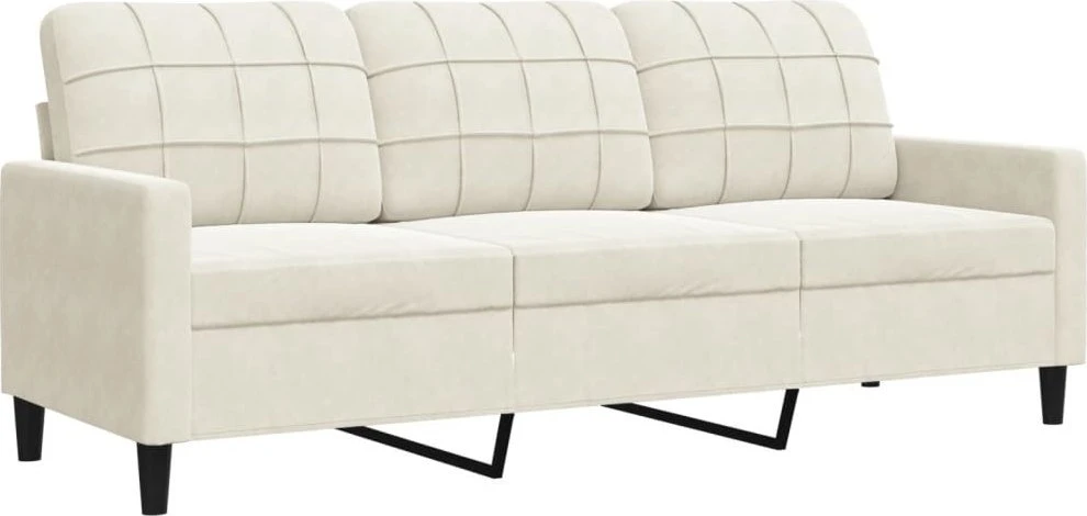 Sofa Sofos komplektas su pagalvėlėmis, 4 dalių, kreminis, aksomas