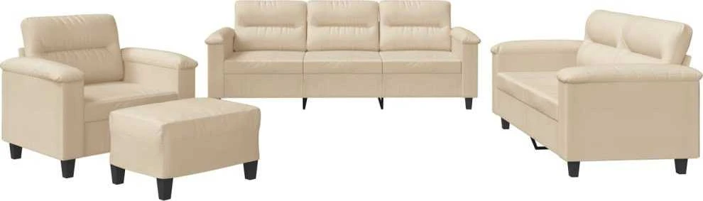 Sofa Sofos komplektas su pagalvėlėmis, 4 dalių, kreminis, audinys