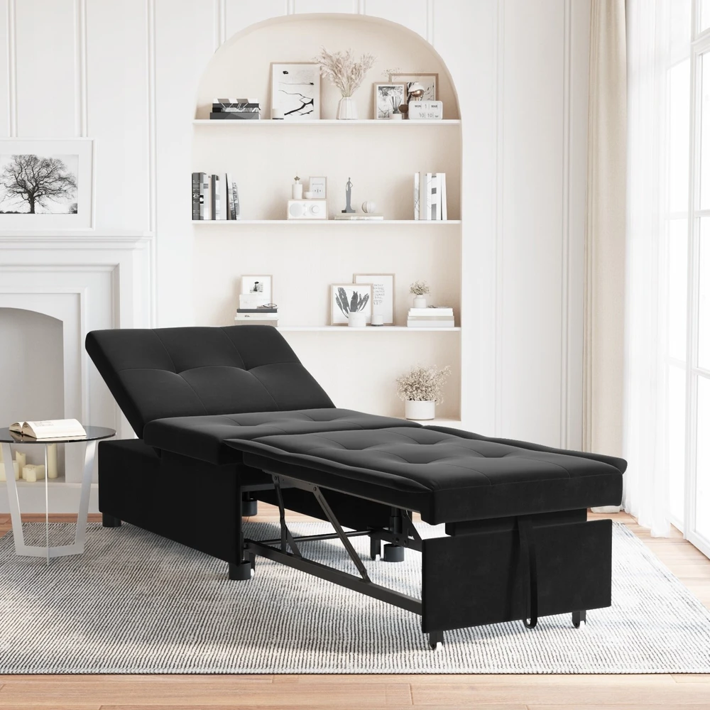 Sofa lova Juoda 194 x 67 x 82 cm Aksomas