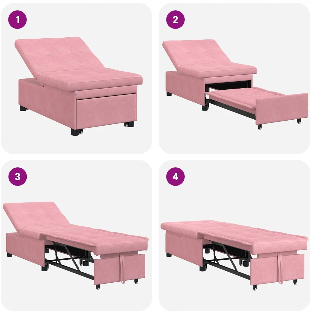 Sofa lova Rožinė 194 x 67 x 82 cm Aksomas