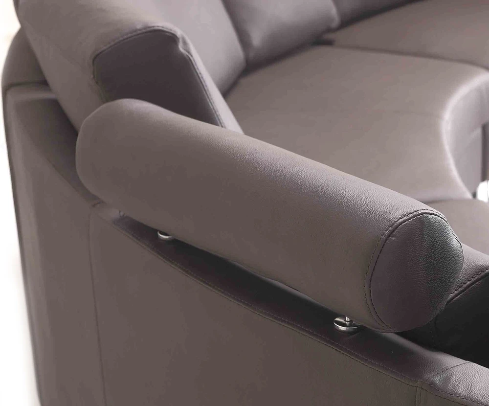 Beliani Pusapvalė 7 vietų sofa ROTUNDE Natūrali oda Ruda