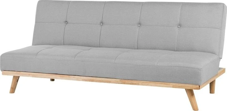 Beliani Trivietė sofa lova FROYA Šviesiai pilka