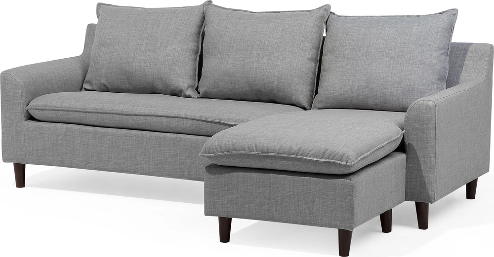 Beliani Trivietė kampinė sofa ELVENES, šviesiai pilka, kairinė