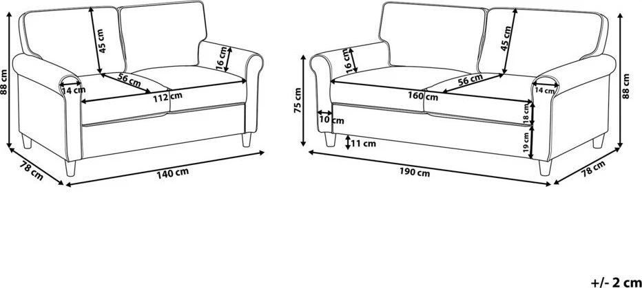Sofa Beliani 5 vietų svetainės baldų komplektas RONNEBY šviesiai rudas