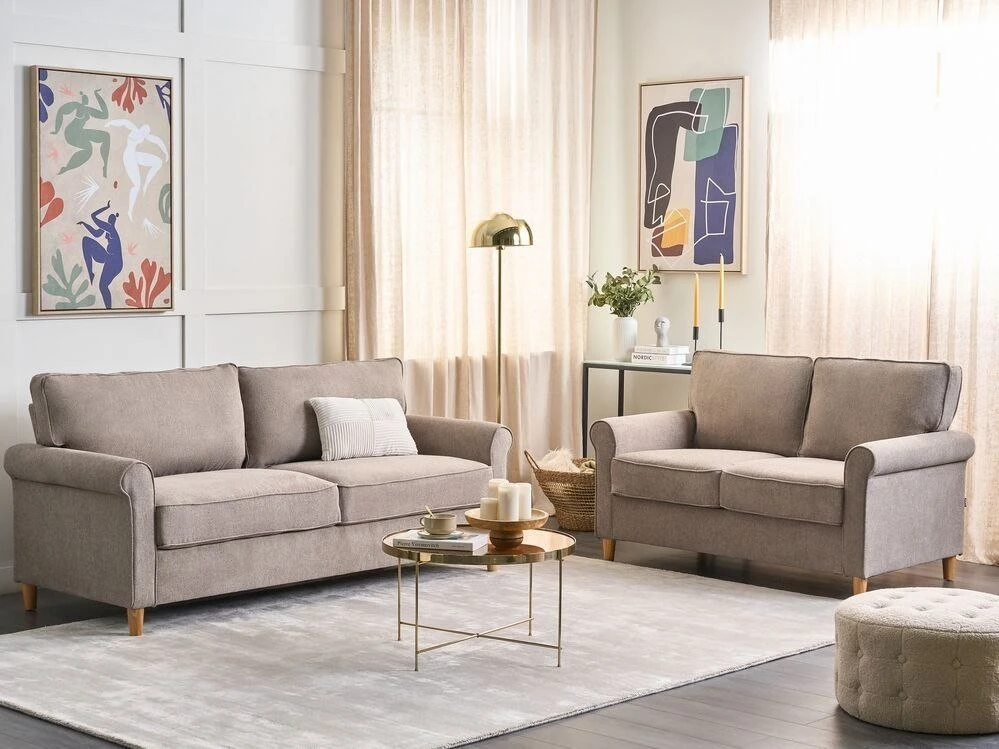 Sofa Beliani 5 vietų svetainės baldų komplektas RONNEBY šviesiai rudas