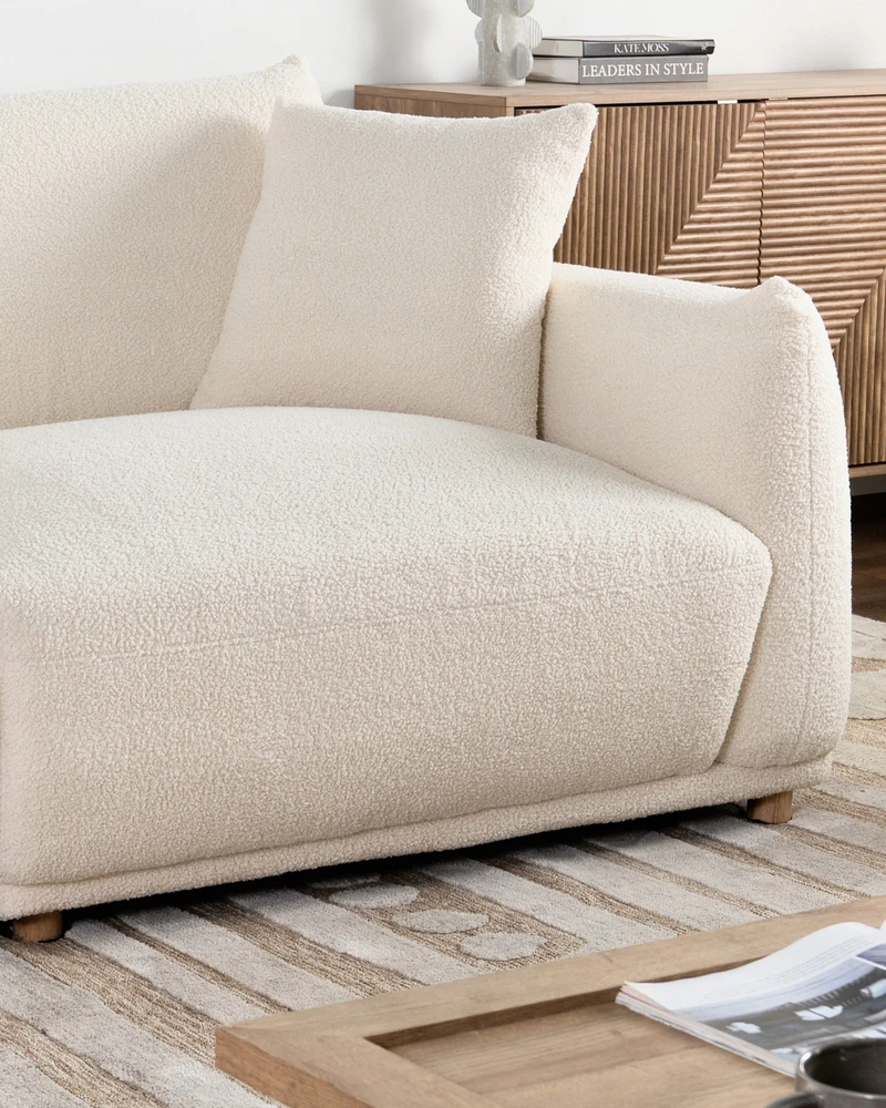 Sofa Beliani 5 dalių svetainės baldų komplektas JUBEK Boucle, kreminės baltos spalvos