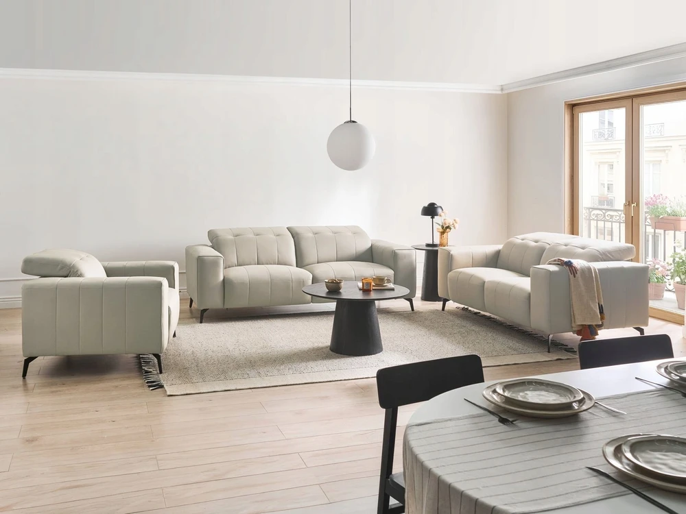 Sofa Beliani Svetainės baldų komplektas 6 asmenims OMMEL šviesiai smėlio spalvos