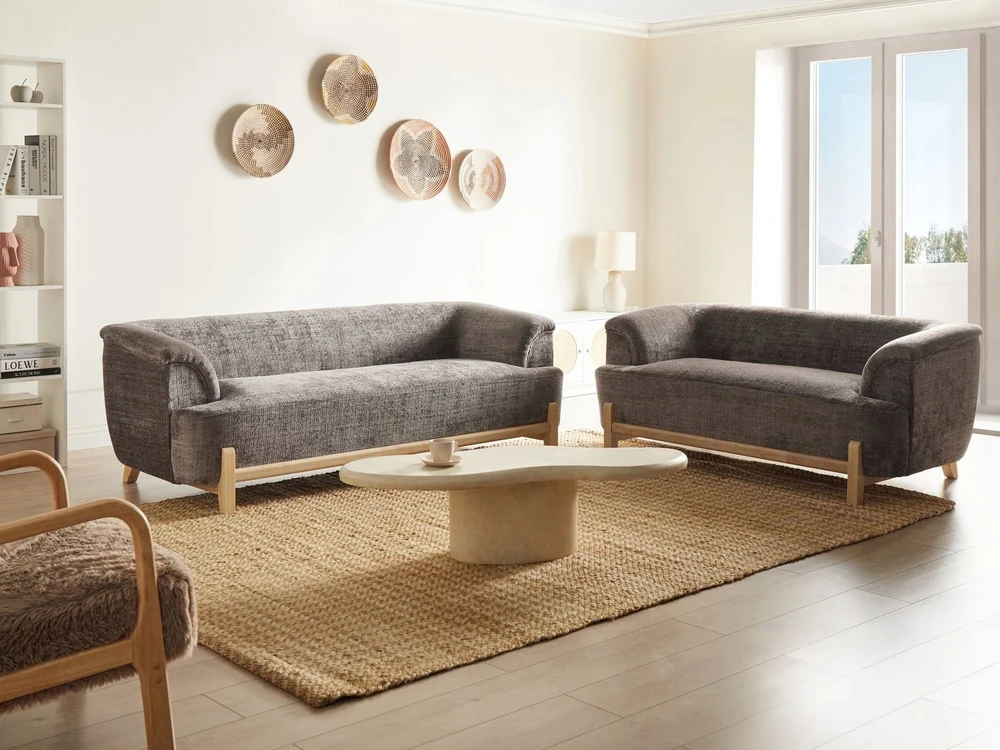 Sofa Beliani 5 vietų svetainės baldų komplektas ALNOR, šenilinis, rudas