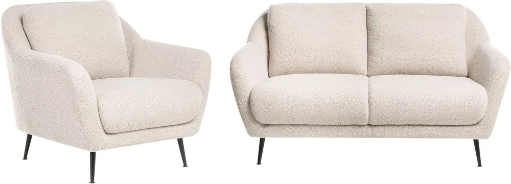 Sofa Beliani 3 vietų sofos komplektas EIBY Boucle smėlio spalvos