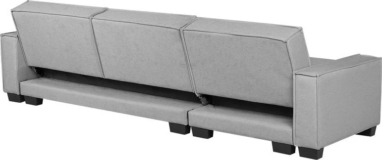 Beliani Išskleidžiama kampinė sofa ROMEDAL, 3 vietų, šviesiai pilka, kairinė