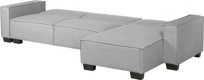 Beliani Išskleidžiama kampinė sofa ROMEDAL, 3 vietų, šviesiai pilka, kairinė