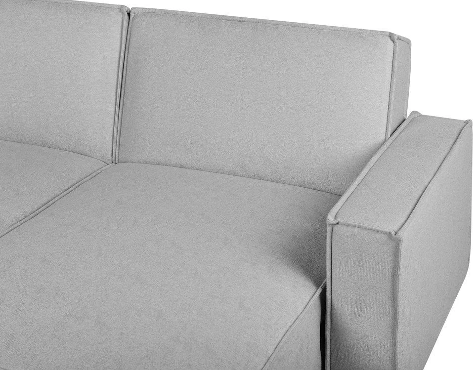Beliani Išskleidžiama kampinė sofa ROMEDAL, 3 vietų, šviesiai pilka, kairinė
