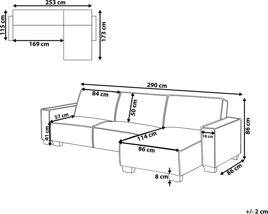 Beliani Išskleidžiama kampinė sofa ROMEDAL, 3 vietų, šviesiai pilka, kairinė