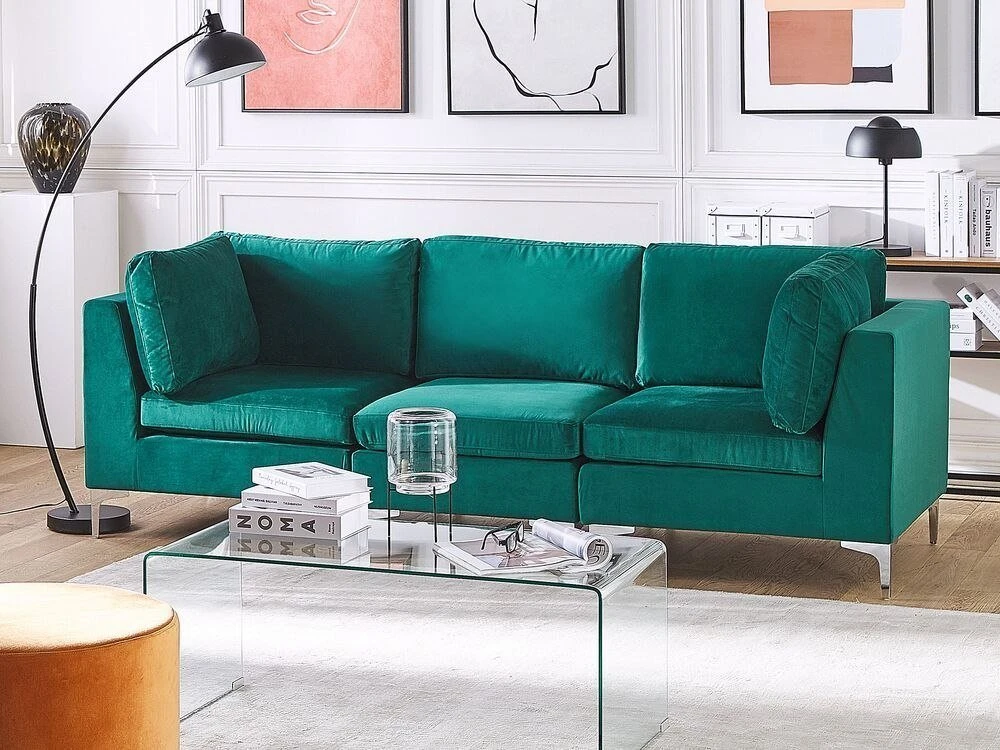 Sofa Beliani Kampinis modulis EVJA, žalias veliūras