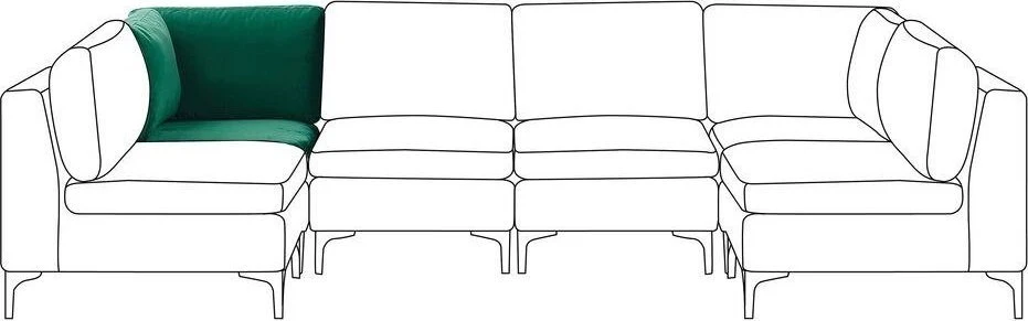 Sofa Beliani Kampinis modulis EVJA, žalias veliūras