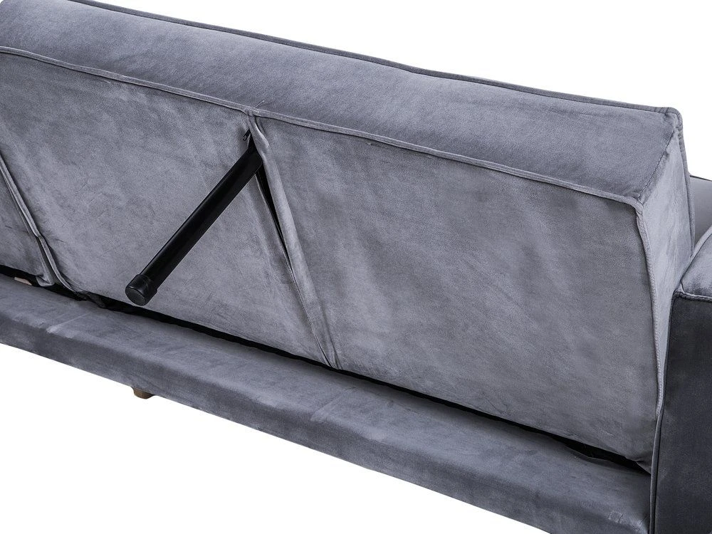 Beliani Trivietė išskleidžiama sofa VISNES, veliūrinė, pilka