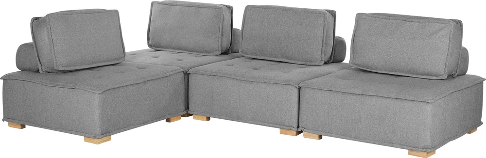 Beliani 4 vietų modulinė sofa TIBRO dešininė Pilka