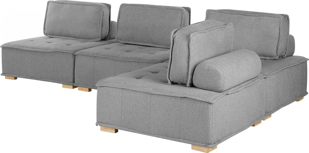 Beliani 4 vietų modulinė sofa TIBRO dešininė Pilka