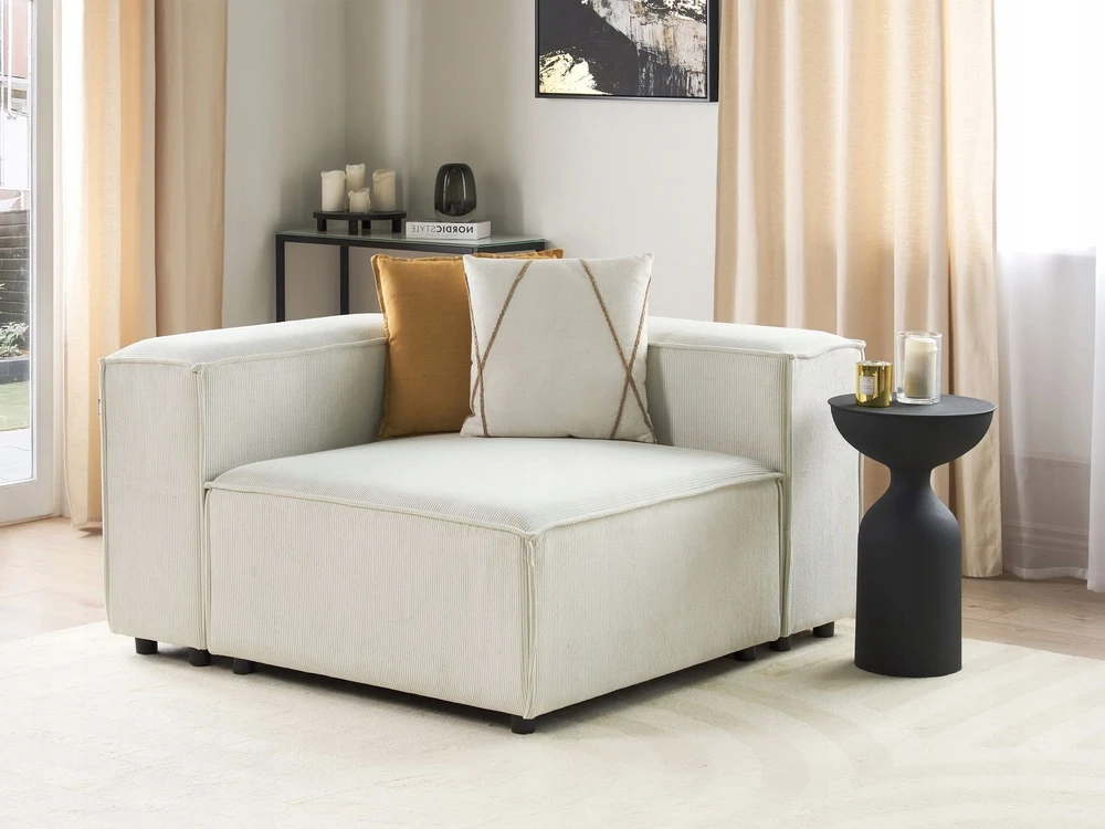 Sofa Beliani ARDAL kampinis modulis dešininis, kreminė balta spalva, velvetas