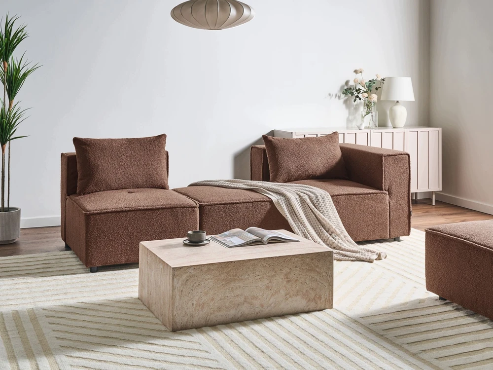 Sofa Beliani Kampinis modulis AXEBO rudas bouclé