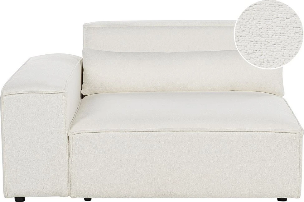 Sofa Beliani Kampinis modulis HELLNAR dešininis, kreminė balta spalva, Bouclé