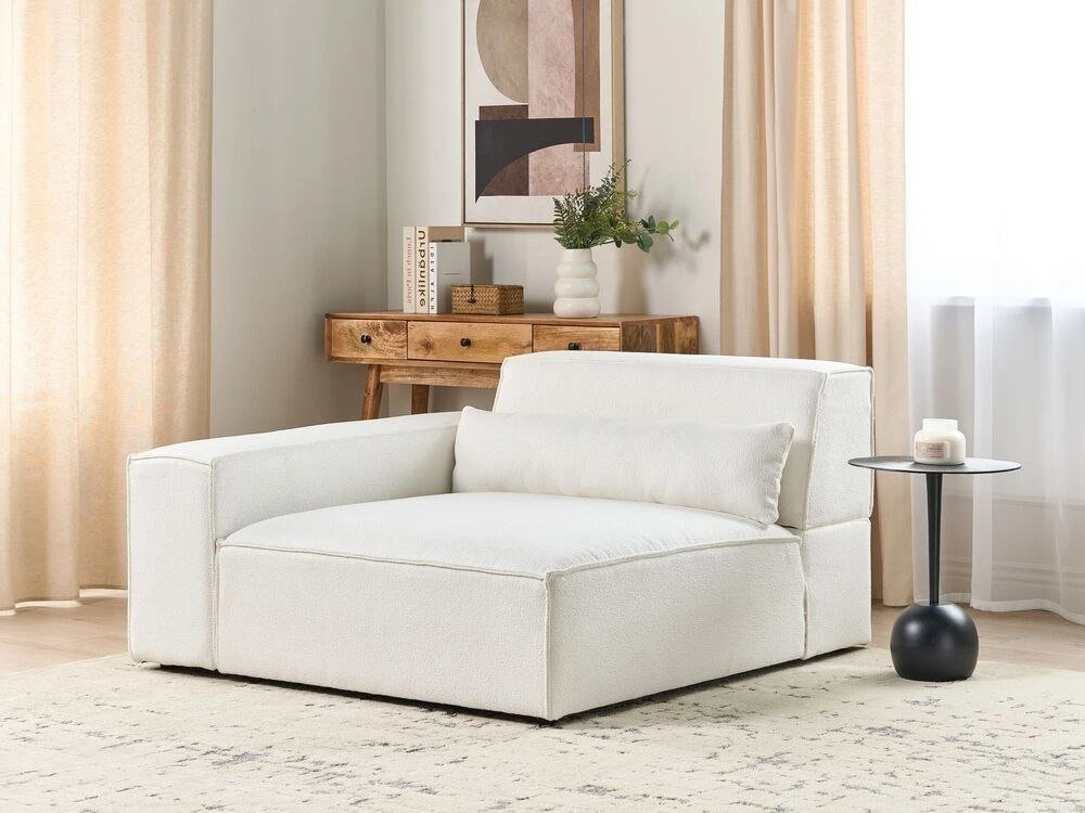 Sofa Beliani Kampinis modulis HELLNAR dešininis, kreminė balta spalva, Bouclé