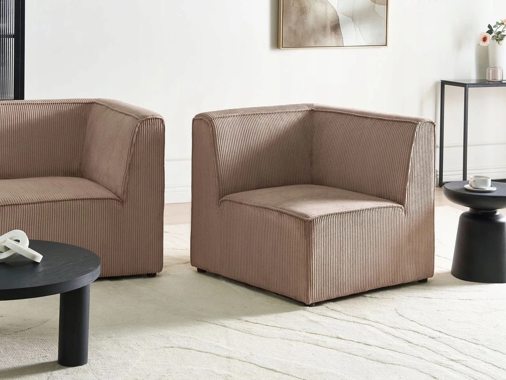 Sofa Beliani Kampinis modulis LEMVIG kairinis smėlio spalvos velvetinis