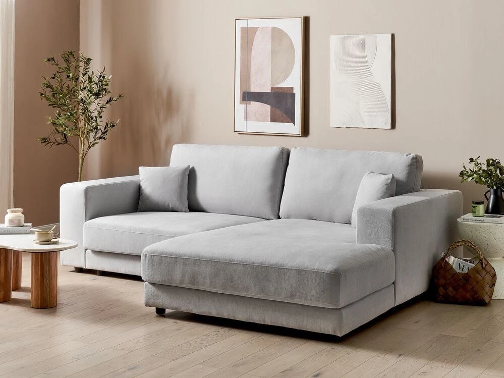 Beliani 3 vietų kampinė sofa LOFOTEN šviesiai pilka, kairinė