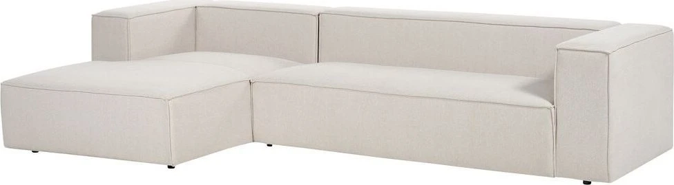 Beliani Trijų vietų kampinė sofa VERNON, šviesiai smėlio spalvos, dešininė