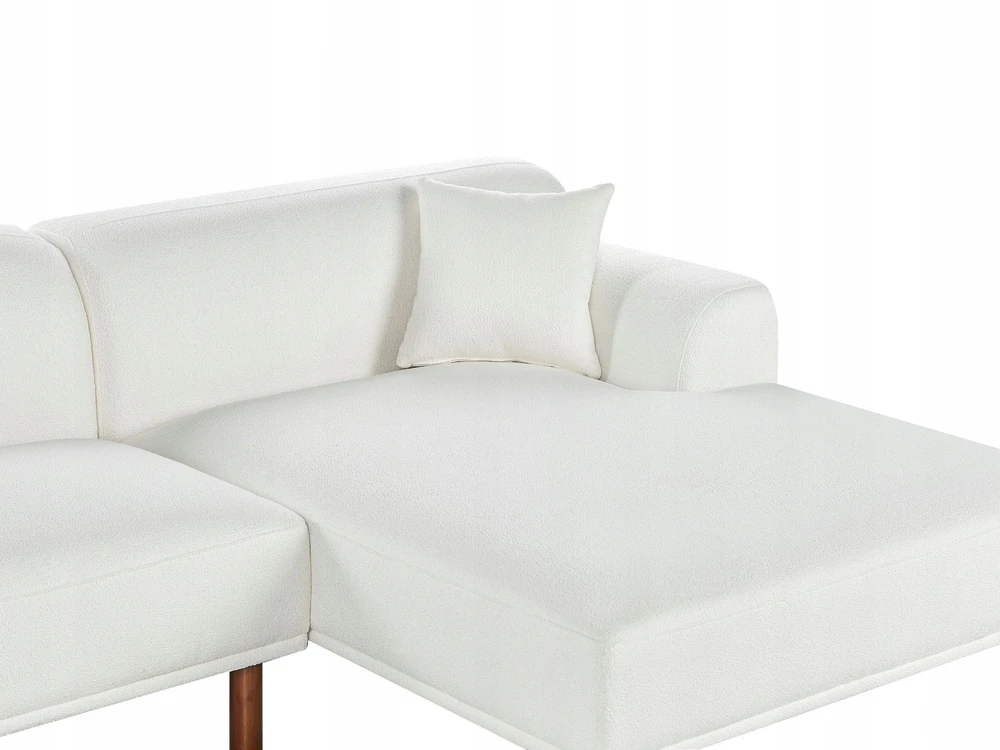 Beliani Trivietė kampinė sofa HOLT, „Bouclé“, balta, kairinė
