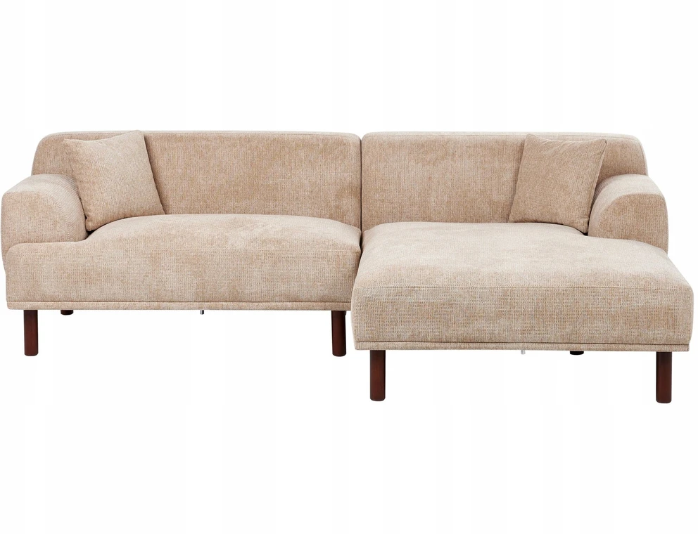 Beliani Trijų vietų kampinė sofa HOLT smėlio spalvos, kairinė