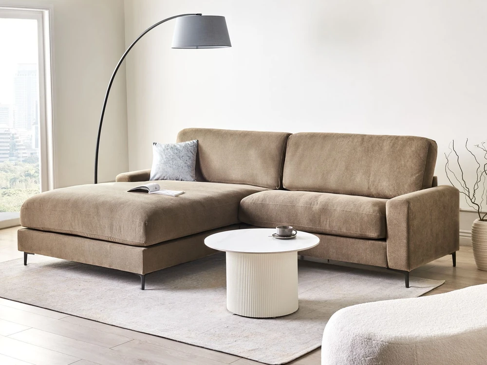 Beliani Trivietė kampinė sofa MALOY, ruda, dešininė