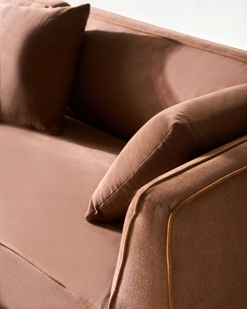 Beliani Trivietė kampinė sofa SATER ruda dešininė