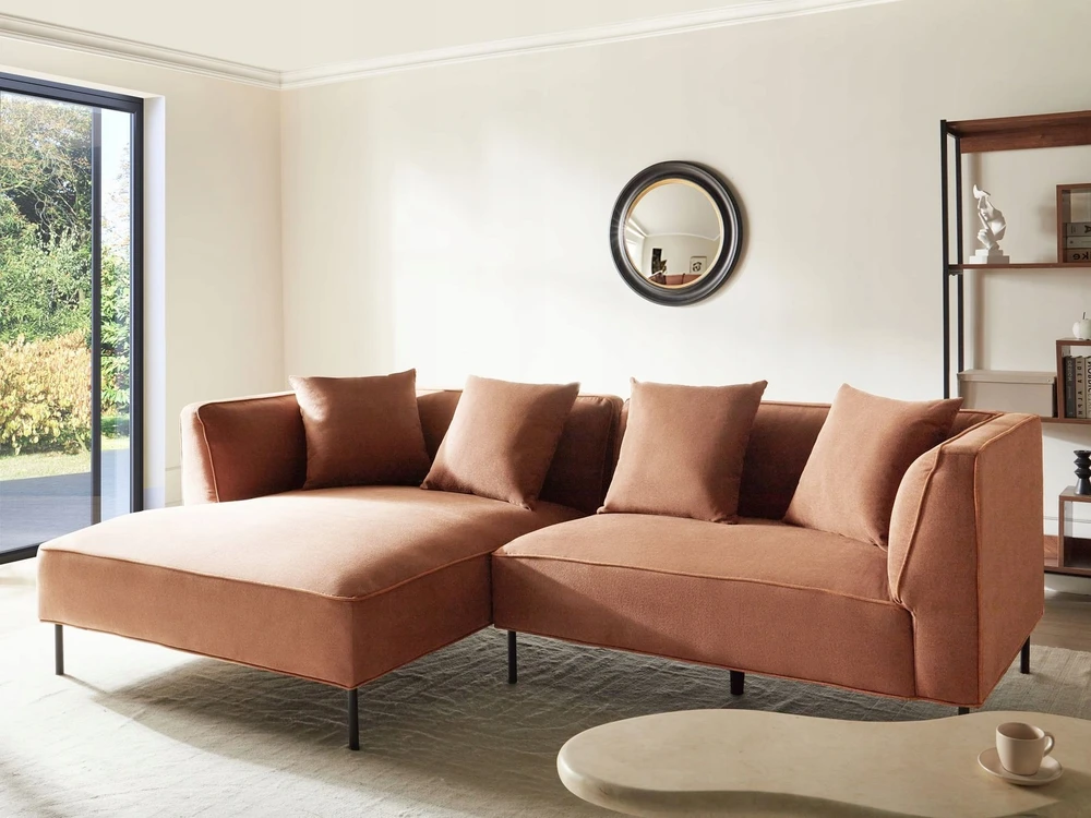 Beliani Trivietė kampinė sofa SATER ruda dešininė