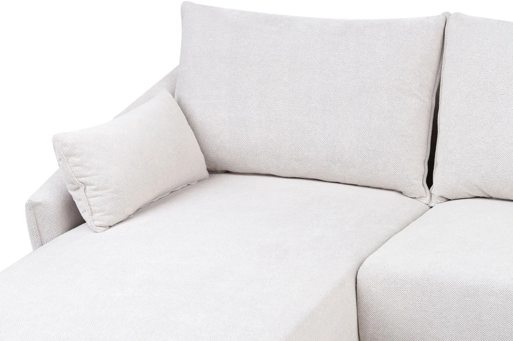 Beliani Trijų vietų kampinė sofa VARDE, balta (kreminė), dešininė