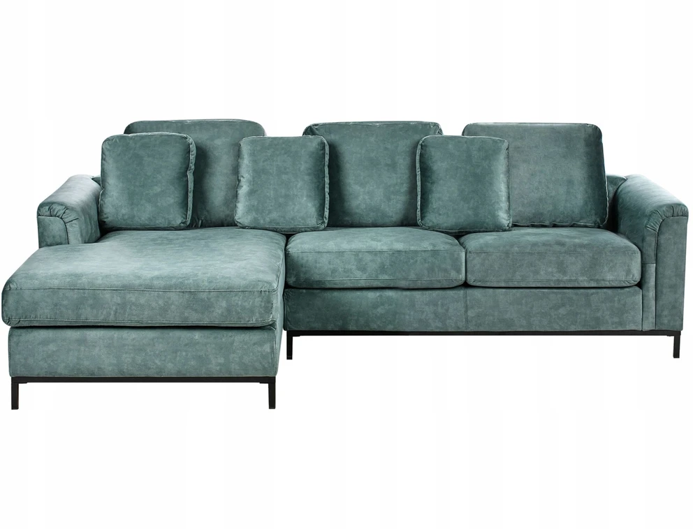 Beliani 4 vietų kampinė sofa OSLO, veliūrinė, žydra, dešininė