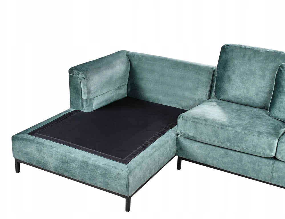 Beliani 4 vietų kampinė sofa OSLO, veliūrinė, žydra, dešininė