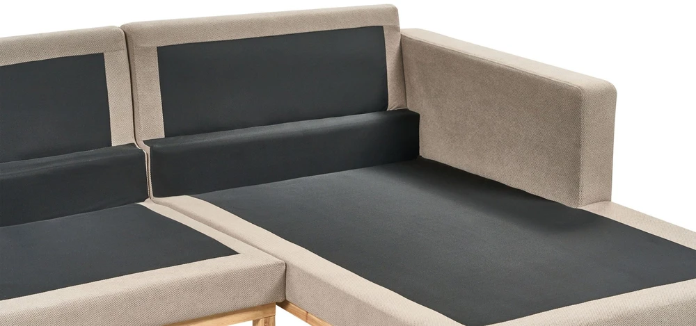 Beliani Kampinė sofa 4 asmenims SIGGARD smėlio ir pilkos spalvos, kairinė