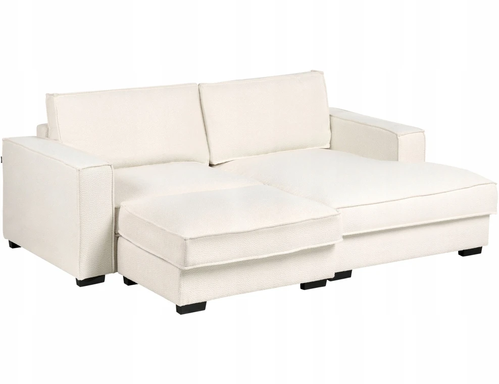 Beliani Kampinė sofa KOLDING, boucle audinys, šviesiai smėlio spalvos, su otomane, kairinė