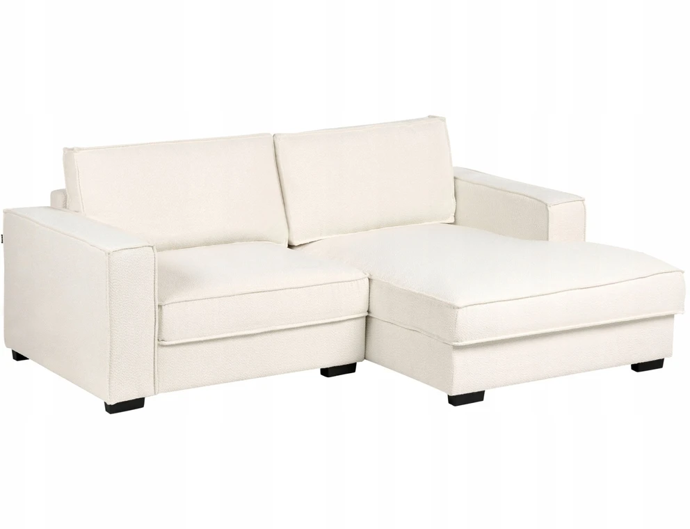 Beliani Kampinė sofa KOLDING, boucle audinys, šviesiai smėlio spalvos, su otomane, kairinė
